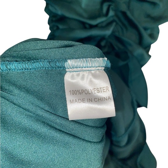 Hello Molly Mission Accomplished Emerald ruffle ruched mini Holiday Party dress - Picture 10 of 12